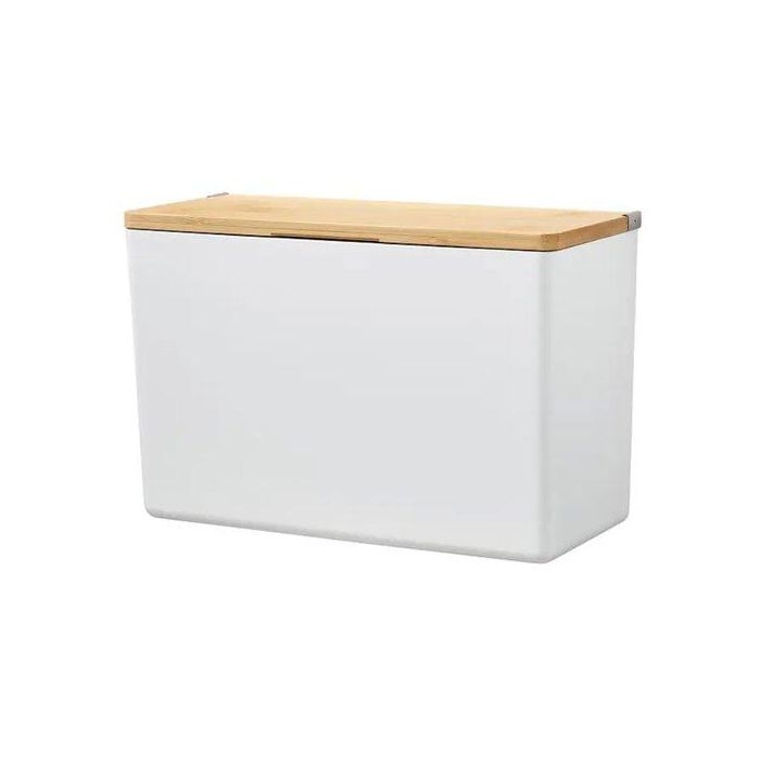 Caja De Almacenamiento Tesa Baboo Autoadhesiva Grande Con Tapa Blanco Con Tapa Bambu