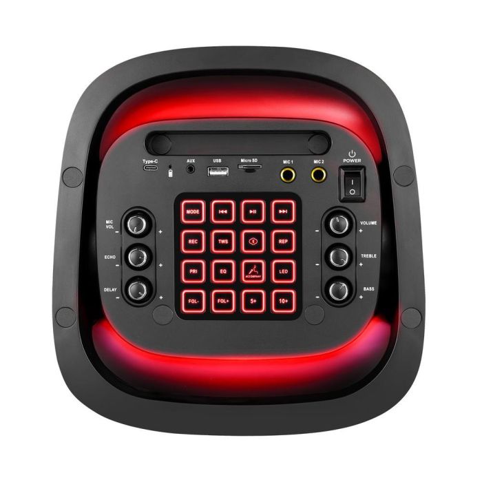 Phoenix Altavoz Rumbleboss 80W RMS con Batería y 2 Micrófonos Inalámbricos Bluetooth RGB 1