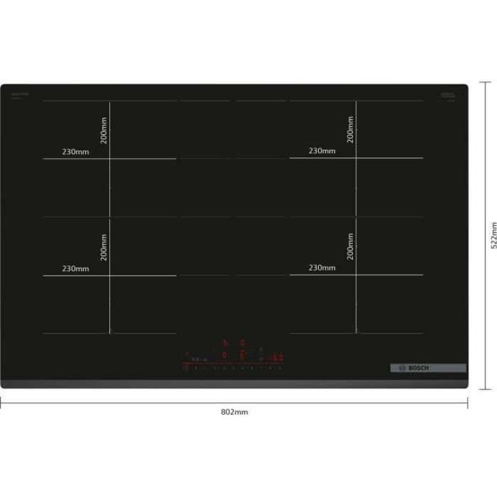 Placa de inducción BOSCH 4 fuegos 52,2 x 80,2 x 5,1 cm PXY83KHC1E Negro 1