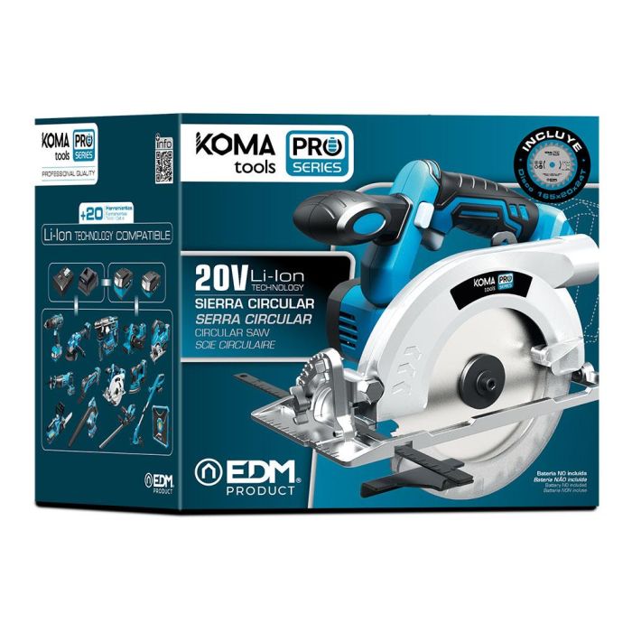 Koma Tools 20v-scc Sierra Circular 20V Sin Batería Ni Cargador Disco Ø 165mm Corte 55mm Para Madera Pro Series One for All 3
