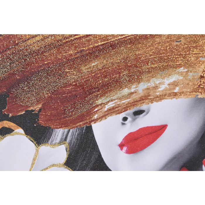 DKD Home Decor Cuadro Lienzo MDF Dorado Negro Blanco Rojo Chica Abstracto 2 x 40 x 80 cm (2 Unidades) 2