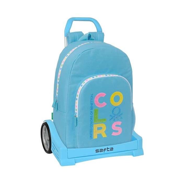 Mochila Escolar con Ruedas Benetton Spring Azul cielo 30 x 46 x 14 cm Mochila Escolar con Ruedas Benetton Spring Azul cielo 30 x 46 x 14 cm