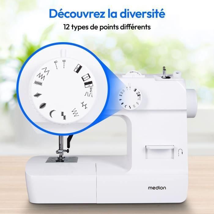 Máquina de coser - MEDION - SM 70 - 71W - 12 puntadas - 700 rpm - LED - Blanco 3 Máquina de coser - MEDION - SM 70 - 71W - 12 puntadas - 700 rpm - LED - Blanco 3
