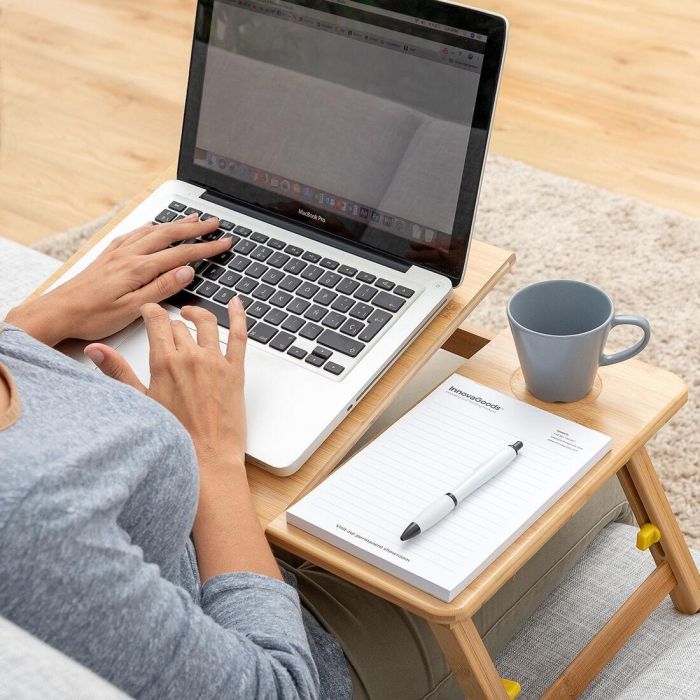 Mesa Plegable Auxiliar de Bambú Lapwood InnovaGoods 9 Mesa Plegable Auxiliar de Bambú Lapwood InnovaGoods 9