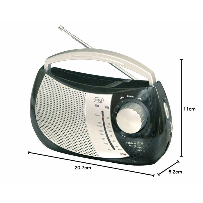 Trevi RA 764 Radio Portátil AM/FM 0.5W, Altavoces Integrados, Entrada CC, Salida Auriculares, Negro 1 Trevi RA 764 Radio Portátil AM/FM 0.5W, Altavoces Integrados, Entrada CC, Salida Auriculares, Negro 1