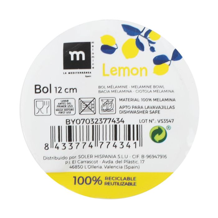 Bol de melamina brillo Lemon 12 cm - La Mediterranea (24 Unidades) 1 Bol de melamina brillo Lemon 12 cm - La Mediterranea (24 Unidades) 1