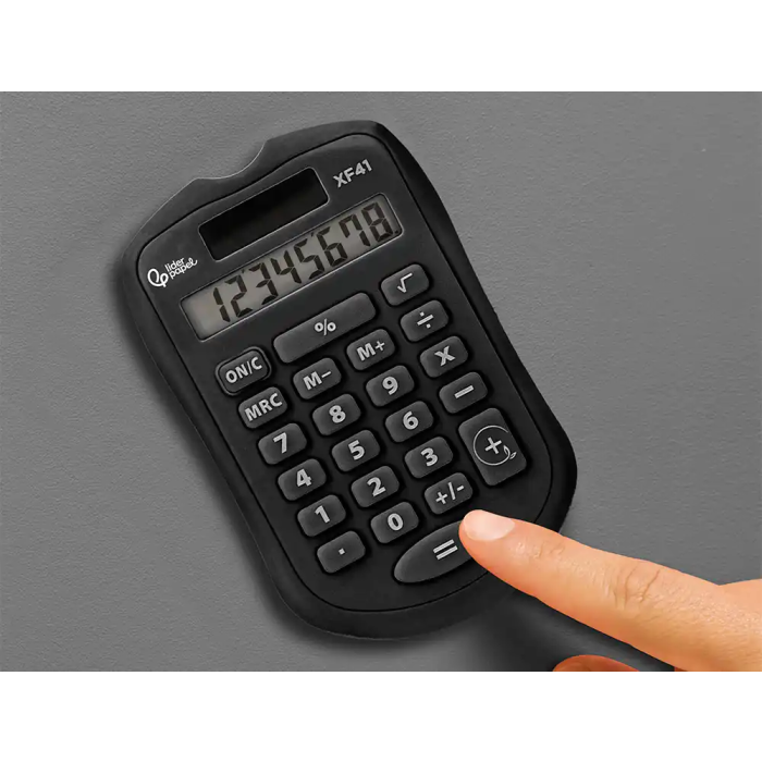 Liderpapel xf43 Calculadora de Bolsillo 8 Dígitos Solar y Pilas Color Negro 94x59,5x10,5mm 1
