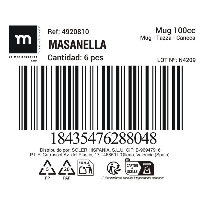 Taza de Café Expreso Masanella 100 cc - Inde (36 Unidades) 1 Taza de Café Expreso Masanella 100 cc - Inde (36 Unidades) 1