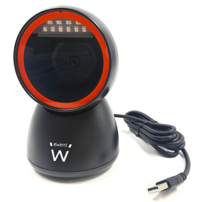 Ewent Lector de Código de Barras Ew3450 2D, Escaneo Omnidireccional y Manos Libres, Compatible con USB