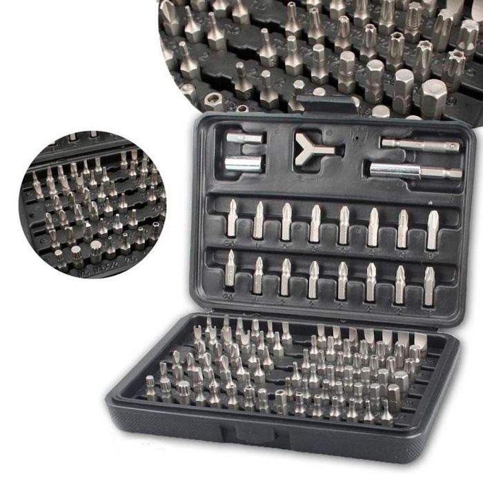 Hofftech Kit 100 Puntas de Destornillador con Maletín: Incluye Adaptadores, Soportes y Variedad de Puntas Hexagonales, Torx, Tri-Wing y Más para Uso Profesional y Doméstico.