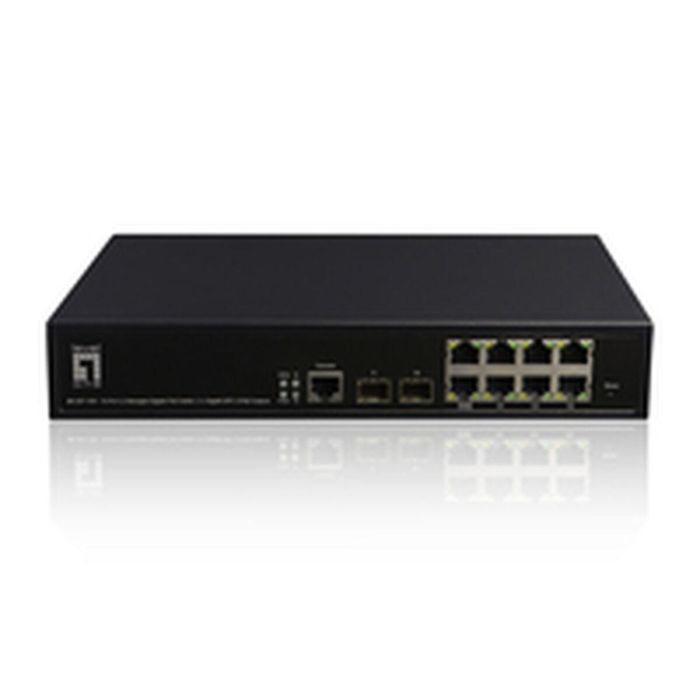 LevelOne GEP-1061 Switch Gigabit Ethernet Gestionado L2 8 Puertos PoE+ (180W) con 2 SFP para Montaje en Rack 19" 125W 2