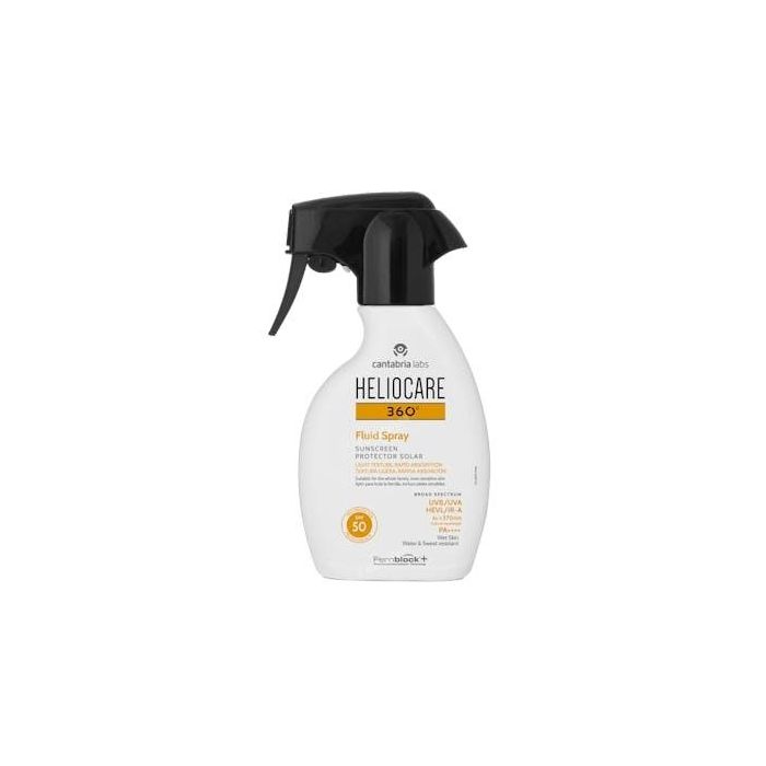Heliocare 360° Protector Solar Fluido Spray SPF50 Corporal 250ml. Resistente Agua y Sudor, Apto Piel Mojada y Todo Tipo Pieles.