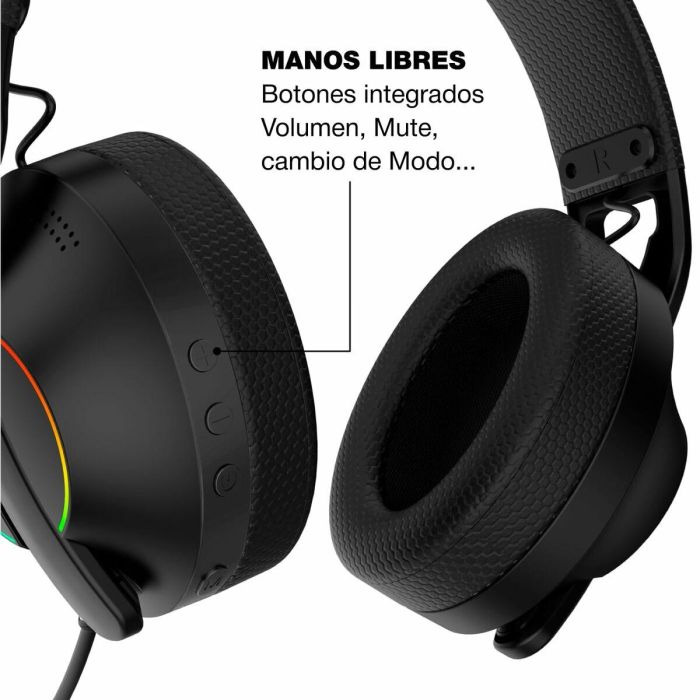 Coolbox Auriculares WB01 Inalámbricos Bluetooth 5.4 con Micrófono Extraíble y RGB - Negro 2
