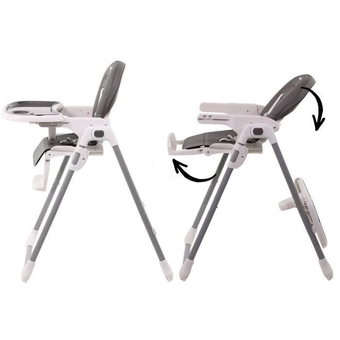 Trona NANIA BIANCA - 6 meses a 36 meses - Respaldo reclinable - Altura regulable - Plegado compacto - Gris 3 Trona NANIA BIANCA - 6 meses a 36 meses - Respaldo reclinable - Altura regulable - Plegado compacto - Gris 3