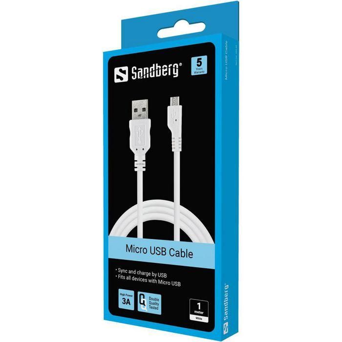 Cable USB Sandberg 440-33 Blanco 1 m (1 unidad) 1 Cable USB Sandberg 440-33 Blanco 1 m (1 unidad) 1