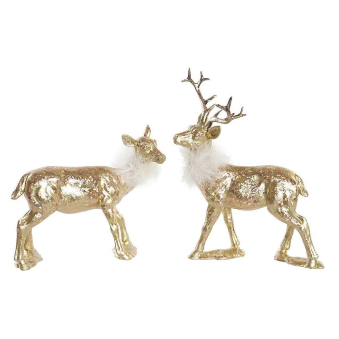 Figura Navidad Moderna DKD Home Decor Dorado 9 x 22.5 x 17.5 cm (2 Unidades) Figura Navidad Moderna DKD Home Decor Dorado 9 x 22.5 x 17.5 cm (2 Unidades)