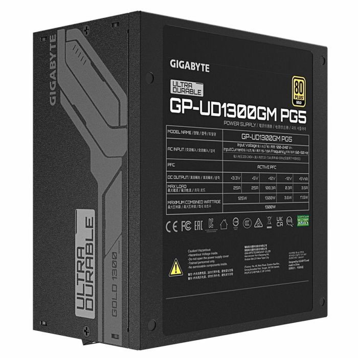 GIGABYTE UD1300GM PG5 Fuente de Alimentación para PC 1300W ATX 80 PLUS Gold, Totalmente Modular, con Ventilador 12cm, Negra 3 GIGABYTE UD1300GM PG5 Fuente de Alimentación para PC 1300W ATX 80 PLUS Gold, Totalmente Modular, con Ventilador 12cm, Negra 3