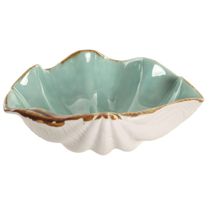 DKD Home Decor Hangzhou design 26a Centro Mesa Mediterraneo Turquesa Azul Gres 21 x 8 x 26 cm (2 Unidades)