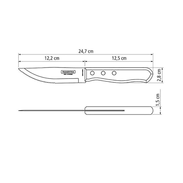 Tramontina Juego de 4 Cuchillos para Asado Jumbo 12,7cm Dynamic, Acero Inoxidable, Mango de Madera 3 Tramontina Juego de 4 Cuchillos para Asado Jumbo 12,7cm Dynamic, Acero Inoxidable, Mango de Madera 3