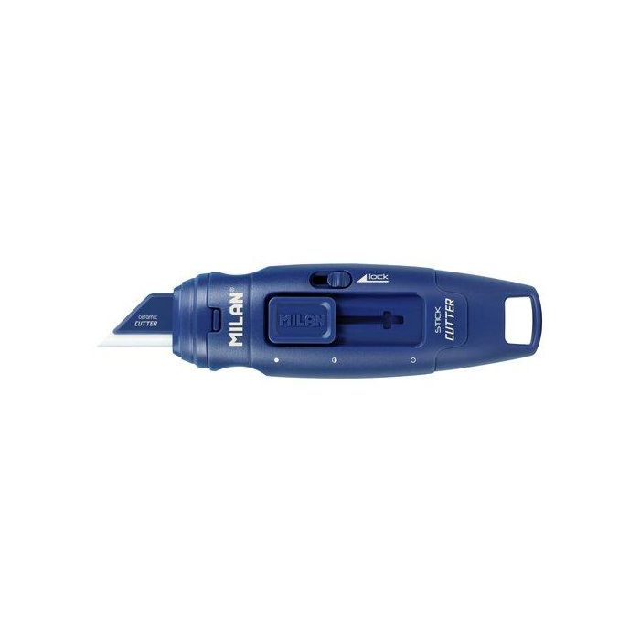 Milan Cutter con Hoja Cerámica, Diseño STICK Serie 1918, Azul Marino - Ideal para Manualidades y Paquetes
