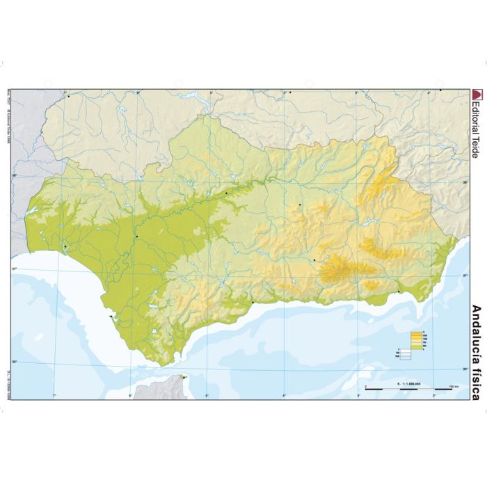 Mapa Mudo Color Din A4 Andalucia Fisico 100 unidades 1