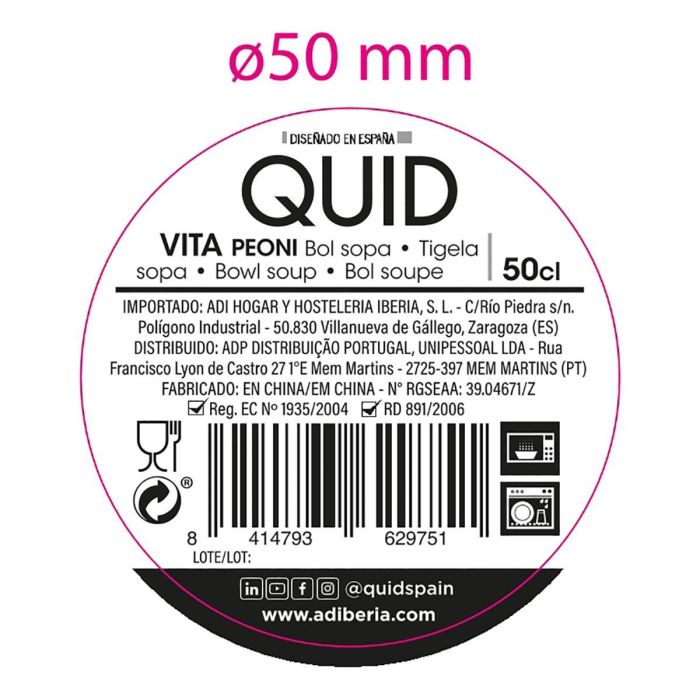 Bol Cerámico Vita Peoni Quid 50 cL (6 Unidades)