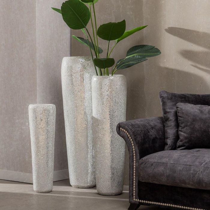 Jarrón Blanco Fibra de Vidrio Decoración 30 X 30 X 109,50 cm