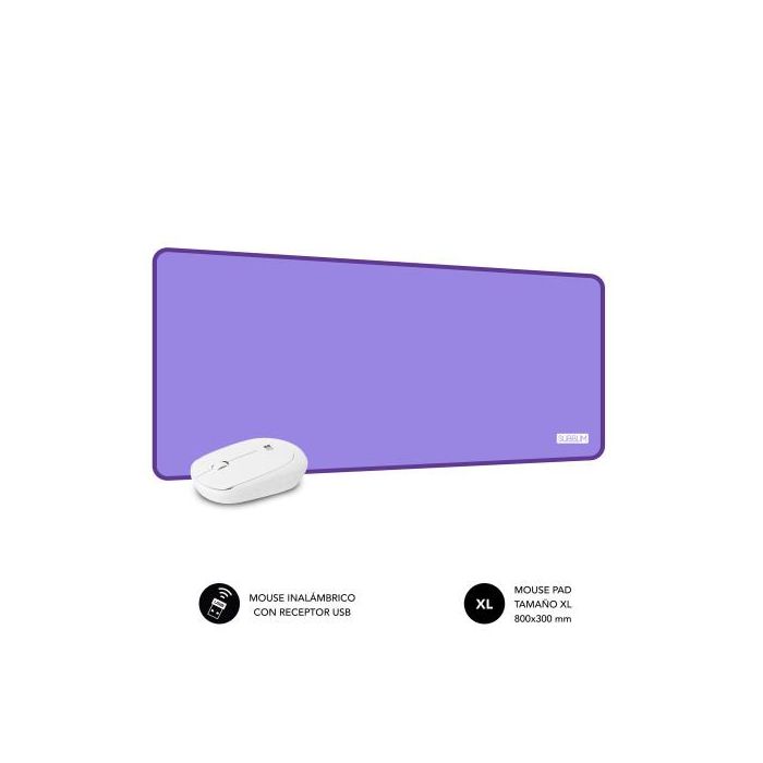 SUBBLIM Harmony Pack Mousepad XL + Wireless Mouse Purple 1