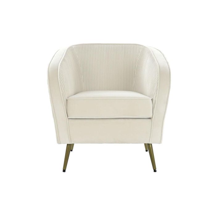 DKD Home Decor Sillón Glam Crema de Poliéster y Metal, Desmontable, Altura Asiento 45 cm, 73 x 70 x 68 cm 2 DKD Home Decor Sillón Glam Crema de Poliéster y Metal, Desmontable, Altura Asiento 45 cm, 73 x 70 x 68 cm 2