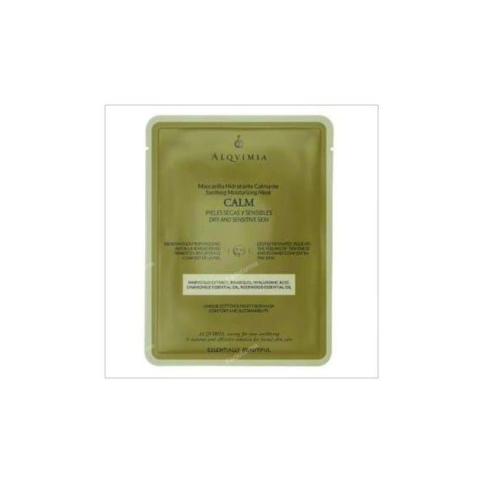 ALQVIMIA Mascarilla Facial Calmante para Pieles Sensibles 1 Unidad. Tejido Ultra Fino y Sérum Concentrado con Aceites Esenciales