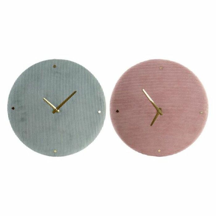 Reloj Glam DKD Home Decor Rosa Verde 5.5 x 40.5 x 40.5 cm (2 Unidades)