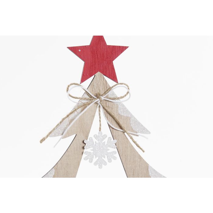 DKD Home Decor Figura Decorativa Árbol de Navidad Tradicional MDF Colores Rojo y Natural 21x8x31.5 cm (Pack 6 Unidades) 1