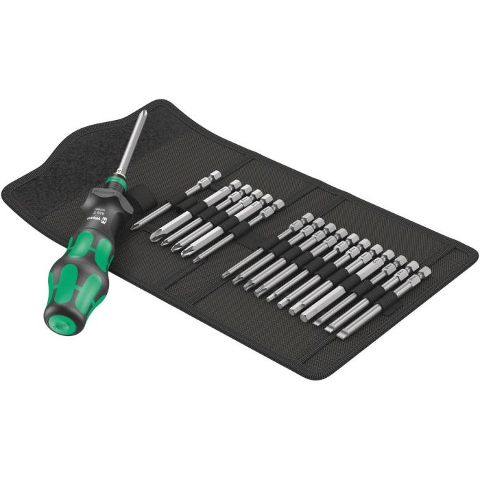 Wera 05057482001 Kraftform Kompakt Turbo 1 - Destornillador múltiple con 18 puntas Hexagonal, Phillips, Pozidriv, Ranura, Torx y portabrocas magnético