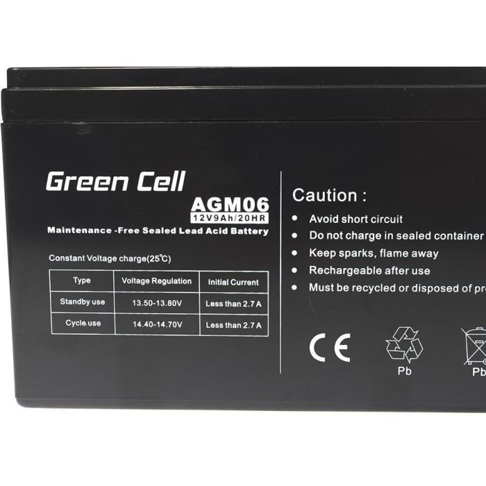 Green Cell AGM06 Batería 12V 9Ah Sealed Lead Acid (VRLA) Negro 1
