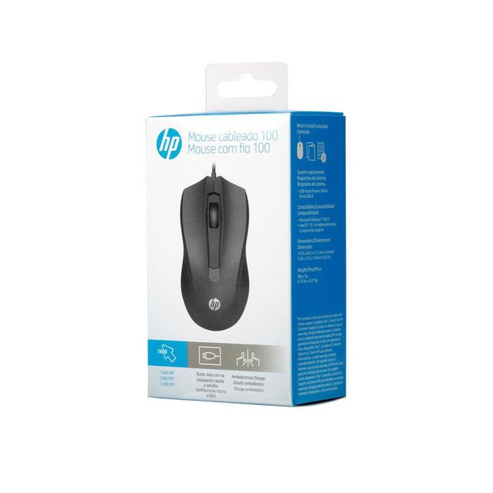 HP Mouse con Cable 100, Diseño Ambidiestro Ergonómico para Comodidad Todo el Día y Movimientos Fluidos 5