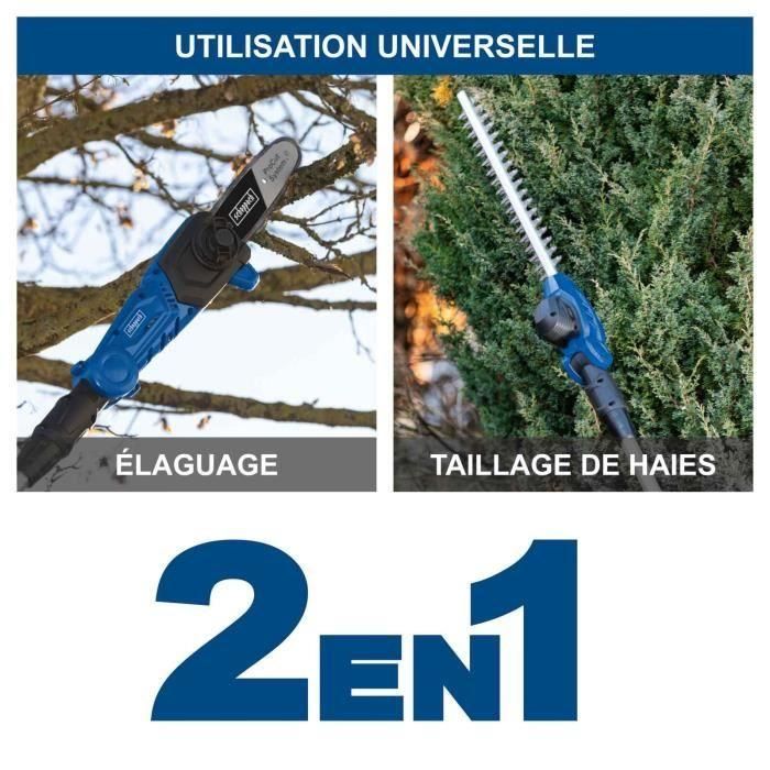 Scheppach C-PHTS410-X Podadora y Cortasetos 2 en 1 Inalámbrico 20V IXES - Herramienta de Jardín para Altura, Sin Batería ni Cargador 4 Scheppach C-PHTS410-X Podadora y Cortasetos 2 en 1 Inalámbrico 20V IXES - Herramienta de Jardín para Altura, Sin Batería ni Cargador 4