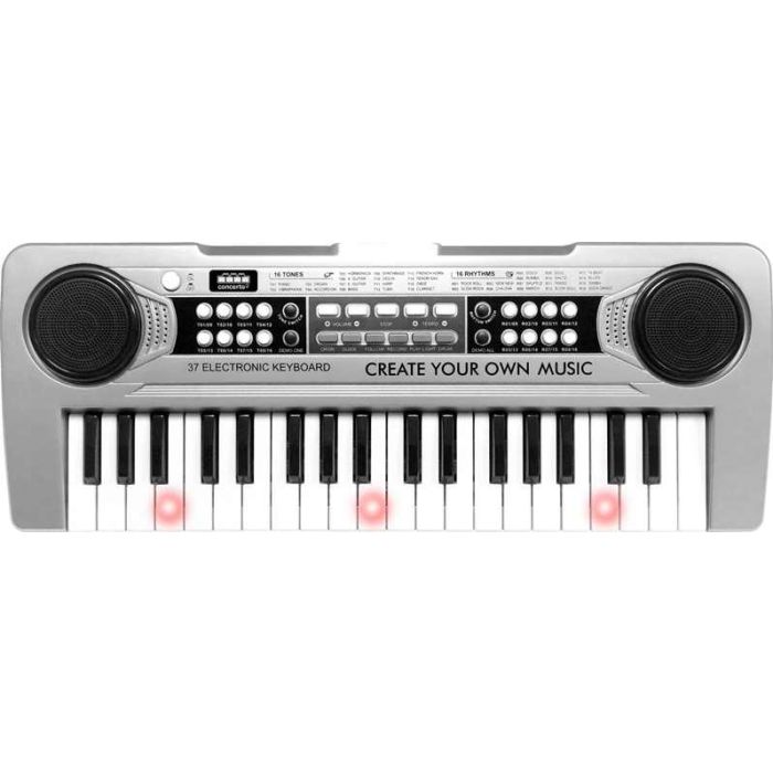 Reig Órgano Electrónico 37 Teclas con Micrófono, USB, Cable de Audio, Luces y Sonidos, Pilas LR6, 62,5x17x2,5 cm, para Niños 3+ años