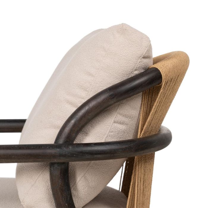 Sillón Negro Tejido-Madera Salón 70 X 77 X 72 cm