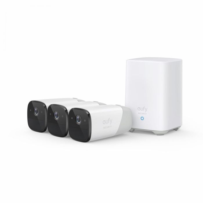 Eufy eufyCam 2 Pro Kit 3 Cámaras de Seguridad Wi-Fi Exterior e Interior Inalámbrico 2048 x 1080 p con HomeBase 2