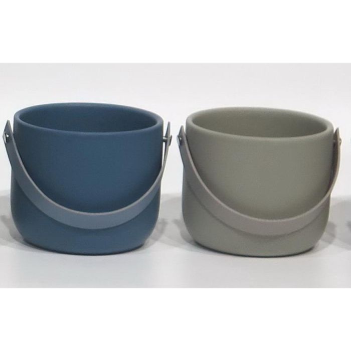 DKD Home Decor Jarrón Urban de Porcelana Azul Gris 29 x 17 x 11.5 cm (Pack de 2 Unidades) 1