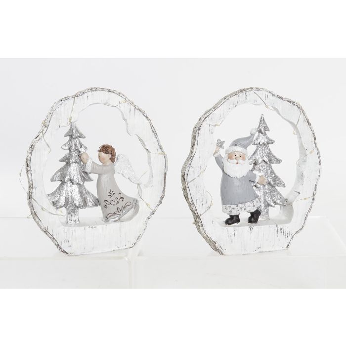 Figura Navidad Moderna DKD Home Decor Blanco Dorado 4.5 x 19 x 17 cm (2 Unidades)