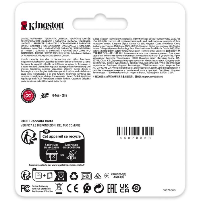 Kingston Tarjeta de Memoria SDXC Canvas React Plus 512GB Clase 10 UHS-II U3 V60 Velocidad 280MB/s Lectura 150MB/s Escritura XC 3