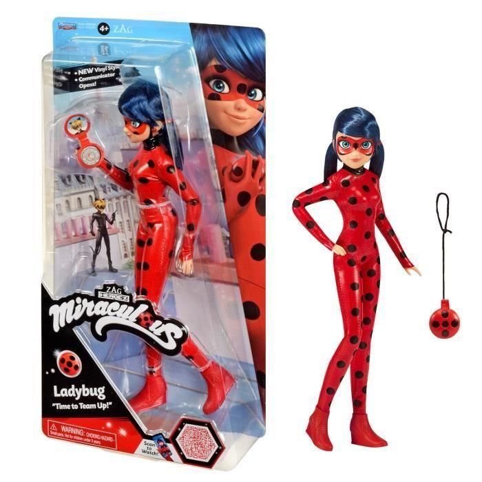 BANDAI - Miraculous Ladybug - Muñeca fashion de 26 cm - Ladybug con su teléfono - Nuevo disfraz efecto vinilo - P50028 BANDAI - Miraculous Ladybug - Muñeca fashion de 26 cm - Ladybug con su teléfono - Nuevo disfraz efecto vinilo - P50028