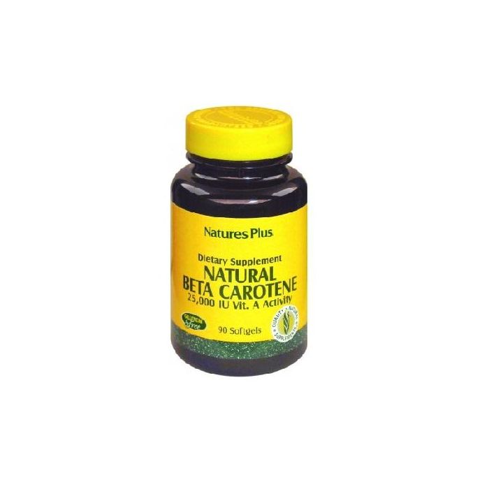 NATURES PLUS Betacaroteno Natural 15mg (25000 UI) 90 Perlas para Piel y Ojos