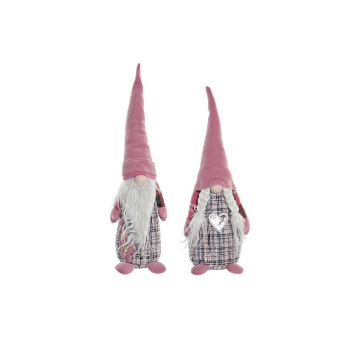 DKD Home Decor Figuras de Decoración Navideña Fantasía Poliéster Rosa Blanco 13x45x15 cm (Pack de 2 Unidades)
