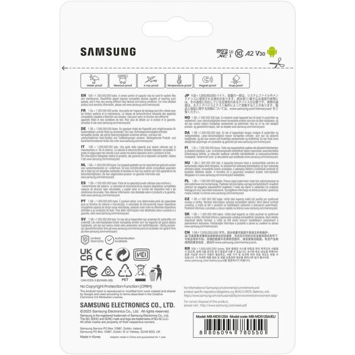 Tarjeta de Memoria Micro SD con Adaptador Samsung MB-MD512SA/EU 512 GB 7