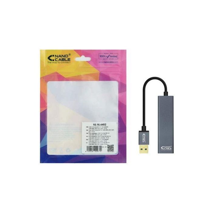 Nano Cable 10.16.4402 Hub USB 3.0 a 4xUSB 3.0 Gris 10cm Plug and Play Compatible USB 2.0 Nano Cable 10.16.4402 Hub USB 3.0 a 4xUSB 3.0 Gris 10cm Plug and Play Compatible USB 2.0