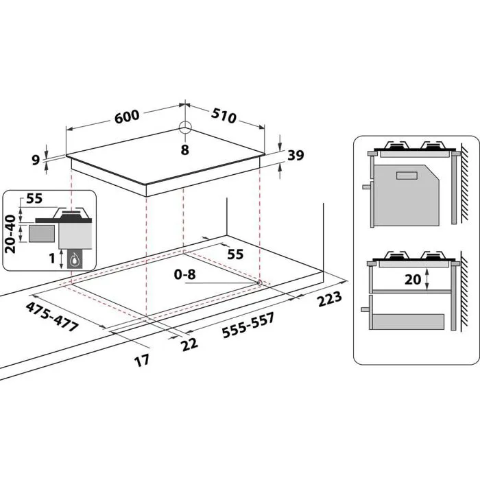 Hotpoint PNN 641 IX Placa de Gas 60cm Acero Inoxidable 4 Fuegos 8850W 3