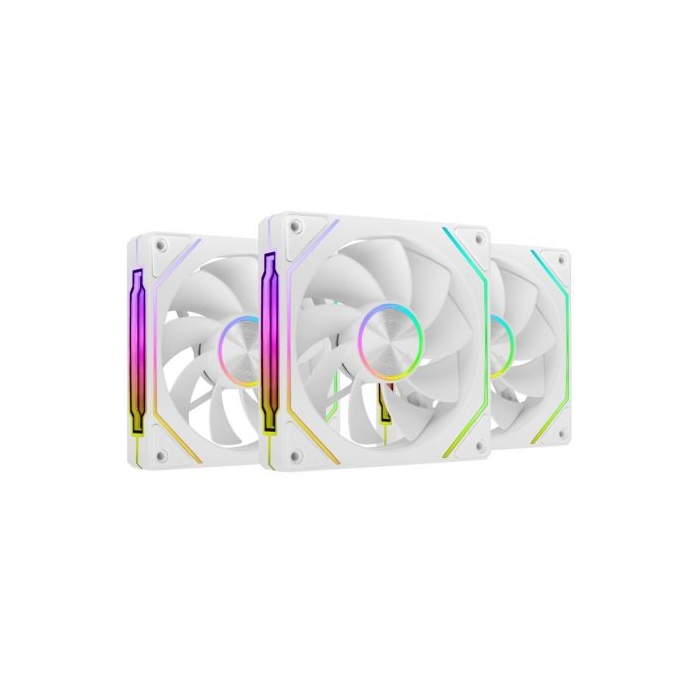 Mars Gaming MF-LINKFINITYKIT2R / MFLINKFINITYKIT2RW Pack 3 Ventiladores 12cm ARGB Invertidos Blancos LINKFINITY PWM para PC Gaming