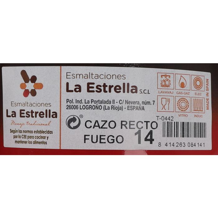 Cazo Recto Fuego 14 cm 1L - La Estrella (6 Unidades) 1 Cazo Recto Fuego 14 cm 1L - La Estrella (6 Unidades) 1
